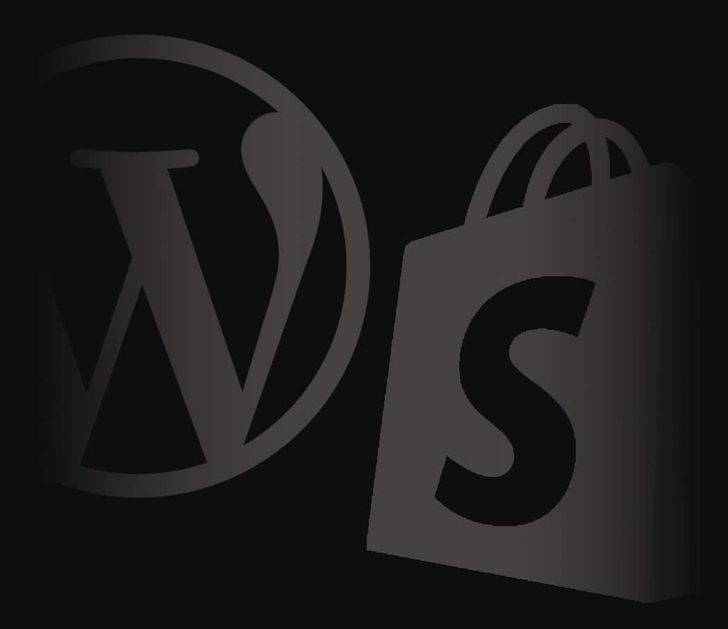 Imagen con dos ejemplos de CMS, WordPress y Shopify, para Desarrollo web.